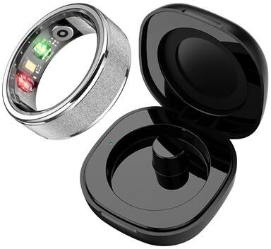PRiME Fitness Smart Ring, Sleep Tracker, 5ATM Waterproof, Multi Sport Modes, Includes Charging Case (Unisex) silver 12