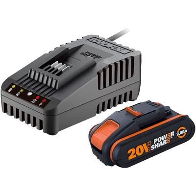 Akku-Set WORX "PowerShare, Akku mit Ladegerät 20V/2Ah", schwarz, 20 V, Akkumulatoren, für alle 20/40/80V WORX PowerShare Geräte