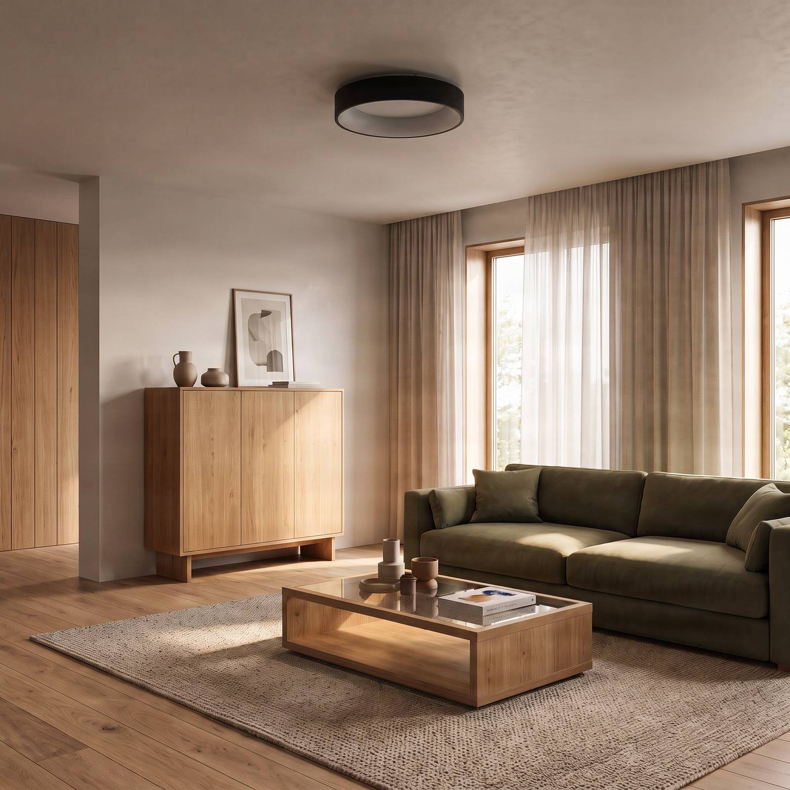 LED Deckenlampe Aleksi Arcchio, dimmbar, schwarz, für Küche, Metall, Modern, LED Deckenleuchte
