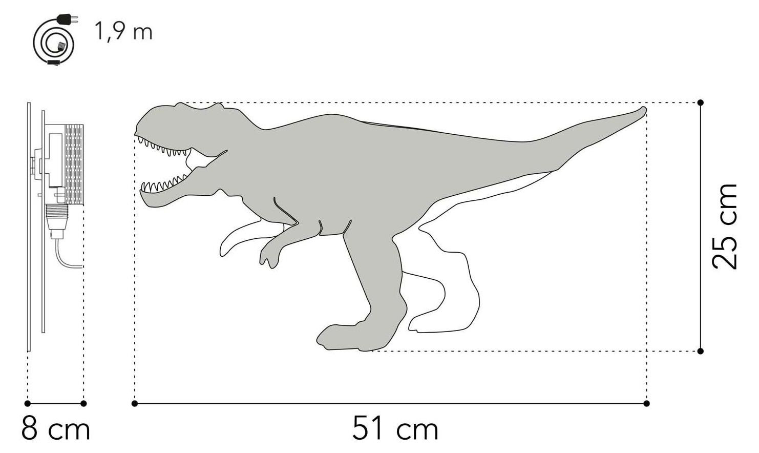 Lobbes Dino Wandlamp T-rex, houten nachtlamp voor de kinderkamer