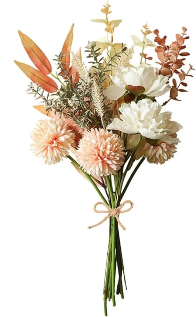 Kunstbloemen Boeket Champagne met Zijden Hortensia en Pioenroos
