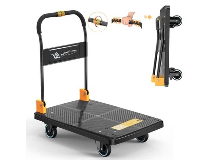 N&S Platform Truck Heavy Duty Trolley 350 kg One-Handed Folding Sack Truck on Mute Wheels