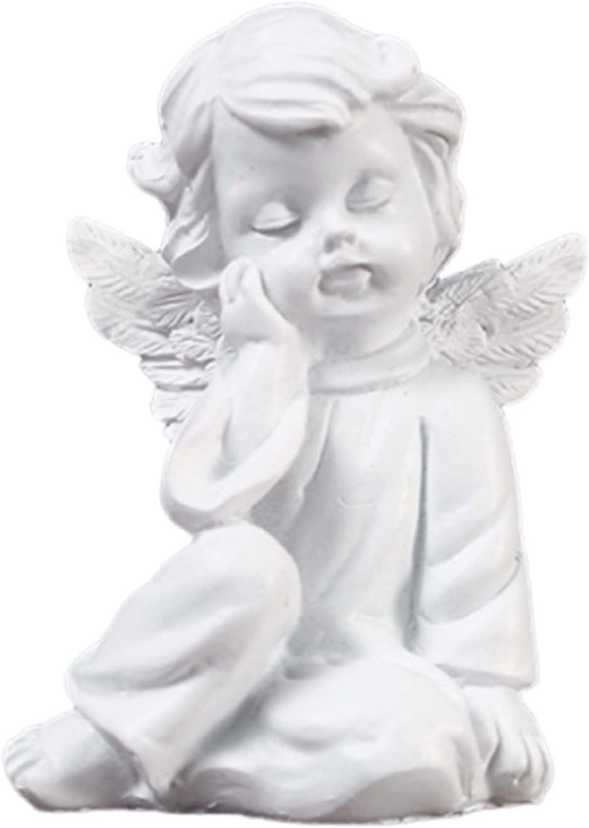Engel beeld kleine figurine witte hars decoratie voor binnen en buiten ShopVlot