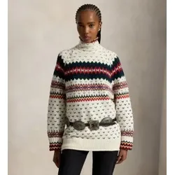 Polo Ralph Lauren für Damen. 211B23912001 Fair-Isle-Pullover aus Wollmix in Weiß (M), Lässig, Wolle, Langarm