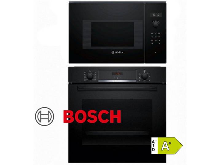 BOSCH Backofen-Set Bosch Backofen Teleskop mit Mikrowelle Einbau Sparset -Autark 20L, mit 1-fach-Teleskopauszug, Uhr, Timer, Teleskopauszug, Grill