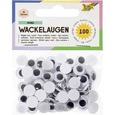 Folia Wackelaugen RUND, nicht selbstklebend, 12mm, 100 Stück, weiß