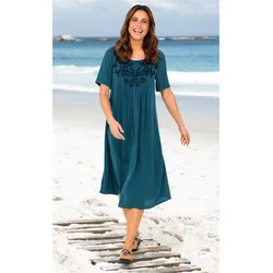 Viskose-Kleid in petrol in Größe 48 von DW-Shop, Petrol, 48