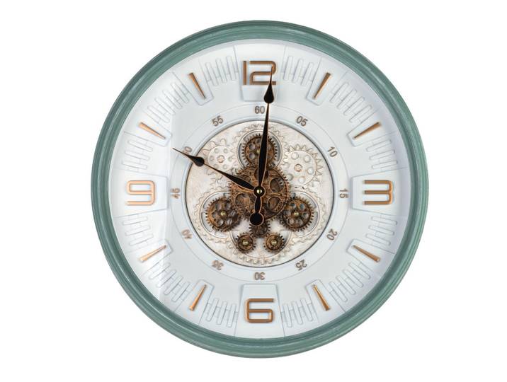 Mondex Wanduhr Ramsey Mintgrün 50/6.5/50 cm Kunstoff, Kunststoff, 50x50x6.5 cm, Dekoration, Uhren, Wanduhren