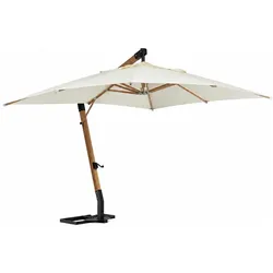 Ampelschirm Capua - Teakholz Natur, Polyester-Stoff Ecru, 3x4 m