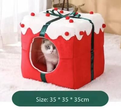 Uplifted Goods Christmas Cozy Pet Bed For Cats And Small Dogs square