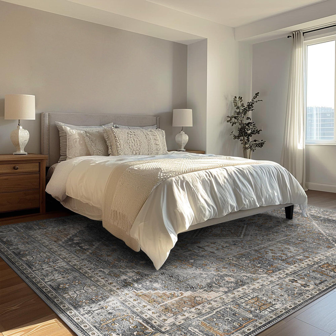 Latitude Vive Oriental Area Rug, Washable Low Pile Vintage Area Rug Grey;Beige;Brown Rectangle 160 x 230 cm