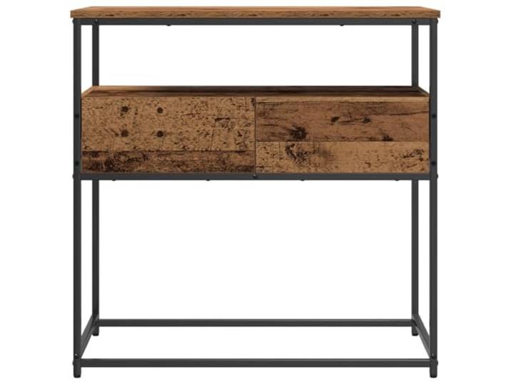 KTHLBRH Konsolentisch aus altem Holz, 75 x 40 x 75 cm, mehrschichtiges Holz 2 Schubladen, 2 Einlegeböden, industrielles Design, für Flur Eingang, pflegeleicht