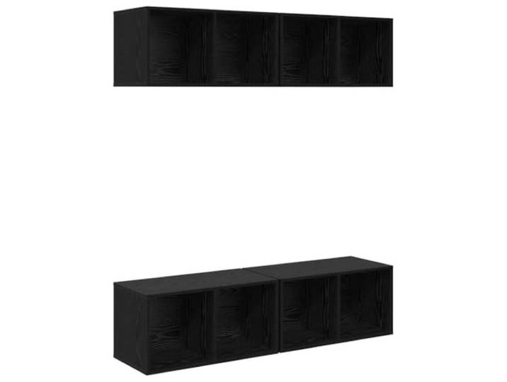 KUPTYERFG TV-Schrank 4er Set Wandmontiert Schwarz Eichen-Optik 37x37x72 cm Vielseitige Lowboards für Wohnzimmer und Schlafzimmer. Stabile Holzwerkstoff-Möbel für übersichtliche Medienaufbewahrung.