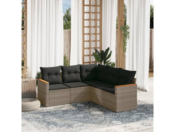 vidaXL Patio Sofa Set 5-Sitzer Grey