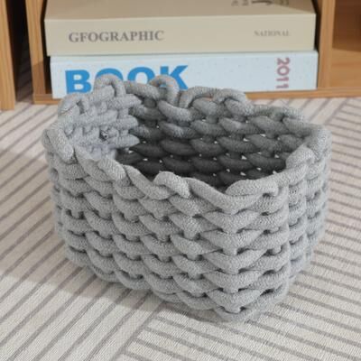 Friendly Fresh Finds Handmade Cotton Rope Storage Basket With Nordic Style Desktop Organizer For Home grey