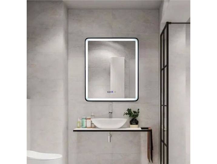 Miroir de Salle de Bain Alessandro Design 70x90cm Rectangulaire LED Desembuage Cadre Noir