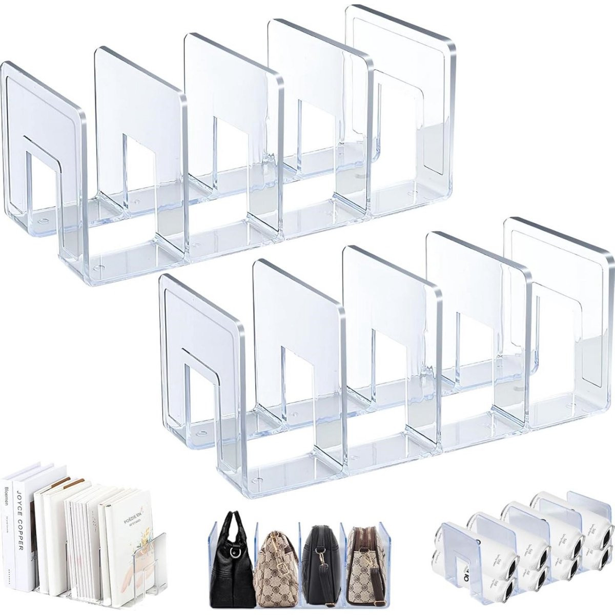 GELLDG Transparant acryl tijdschriftenrek - Set van 2 - Multifunctioneel opbergrek voor bureau en boekenplank
