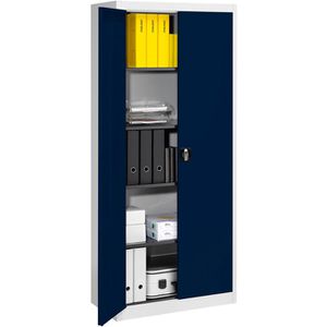 Mauser Aktenschrank entero BF4, aus Metall, abschließbar, 95 x 195 x 42 cm (B/H/T), blau / lichtgrau
