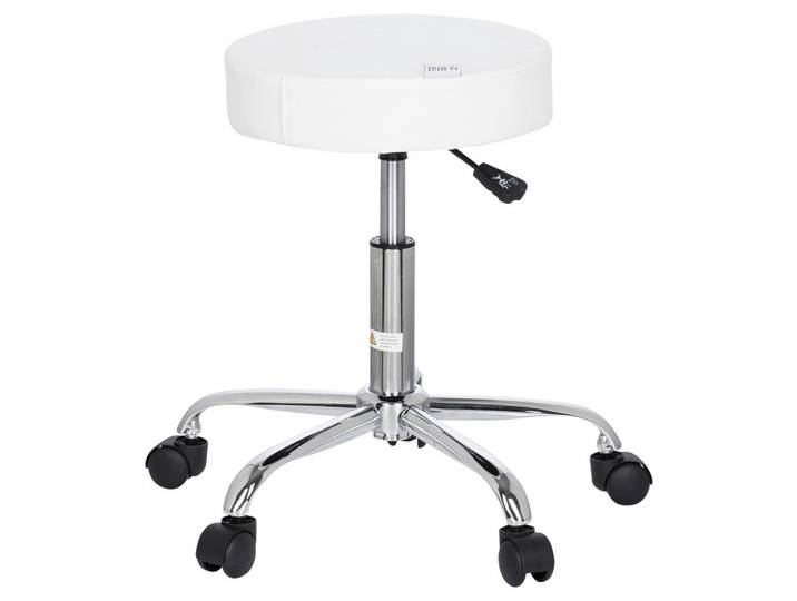 Mid.you Bürohocker, Weiß, Chromfarben, Drehkreuz, 57x45x57 cm, Büromöbel, Bürostühle, Bürohocker