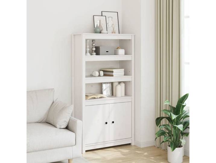Prix bas - Buffet de Cuisine Buffet haut-Sideboard-Blanc 80x35x154 cm Bois massif de pin （939865378784)
