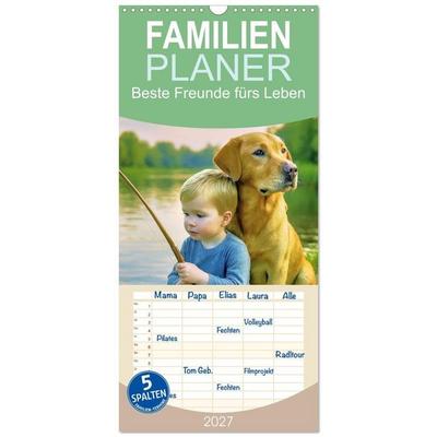 Familienplaner 2027 - Beste Freunde fürs Leben mit 5 Spalten (Wandkalender, 21 x 45 cm) CALVENDO