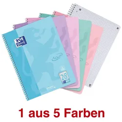 Oxford TOUCH Collegeblock DIN A4 kariert pastell flieder, pastell blau, pastell rosa, pastell grün, pastell koralle