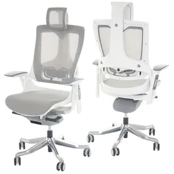 Bürostuhl MERRYFAIR Adelaide, Schreibtischstuhl Drehstuhl, Polster/Netz, ergonomisch ~ weiß-grau
