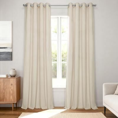 Exclusive Fabrics Alabaster Beige Grommet Velvet Blackout Curtain (1 Panel)