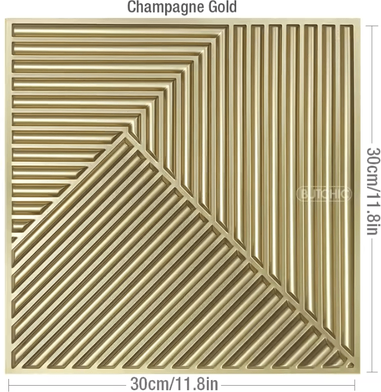 Inspire Curations Champagne Gold 3D Wood Grain Decorative Wall Panels c 168 gold (10pcs) 10 Piece