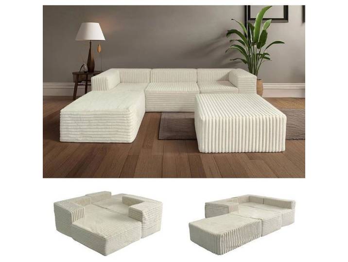 VERCART Canapé sectionnel surdimensionné sans os pour salon canapé-lit modulaire en mousse Cloud de 270 cm
