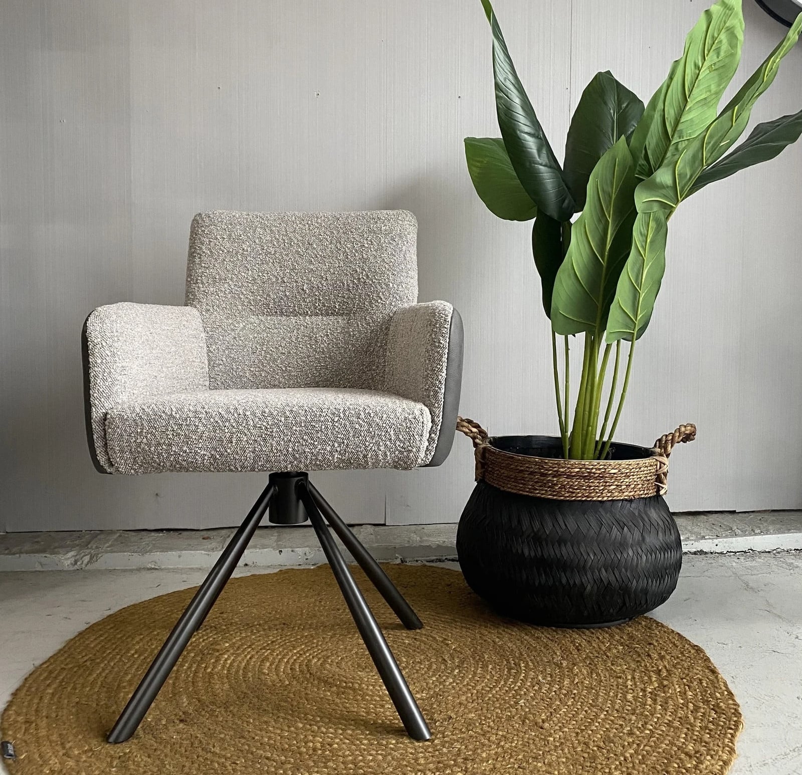 Eettafelstoel Eleonora Donkergrijs en Beige