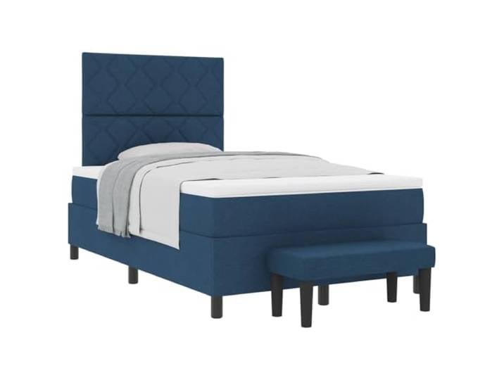 KKgypkn Boxspringbett Stoff Blau 120x200 cm mit verstellbarem Kopfteil und mittelfester Matratze