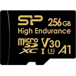 Silicon Power 256Go MicroSD Card Golden (256 GB, microSDXC, U3, UHS-I), Speicherkarte, Schwarz