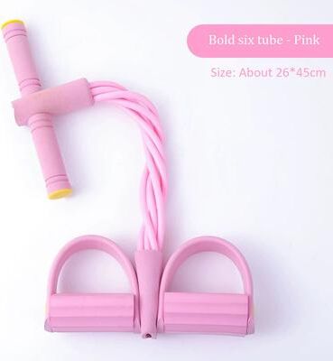 Healfit Counter Multi Functional Six Tube Pedal Tensioner, Elastic Band Tension Rope, Yoga And Abdominal Strengthening Fitness Equipment pink
