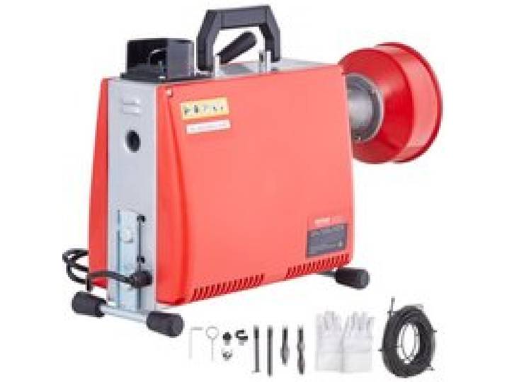VEVOR Déboucheur Électrique Canalisation 20 m x 16 mm Machine Nettoyage Tuyaux Alimentation Manuelle 250 W, 7 Coupeurs, 2 Câbles Acier 20 m x 16 mm/4,6 m x 9,5 mm, Contrôle CW/CCW pour Tuyaux 4-10 cm