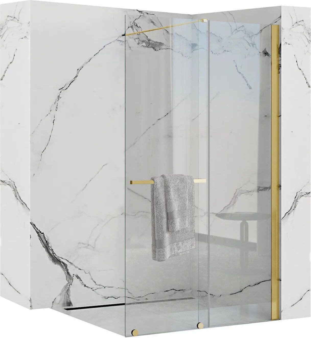 Duschwand Cortis aus gehärtetem Glas mit Easy-Clean-Beschichtung GOLD 120 cm Breite