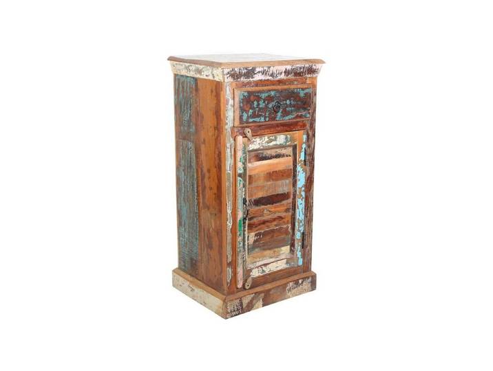 Casa Moro Hochkommode Altholz Hochkommode Shabby Chic in Braun Bunt, Kunsthandwerk Kommode mit Vintage Charme