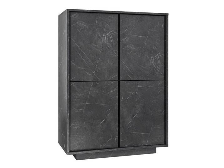 PIRALIA - Argentier 4 Portes Aspect Marbre Gris Anthracite