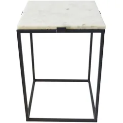 LOFT42 Marmor Beistelltisch Quadratisch Weiß - Metall - Marmor - 32x32x46