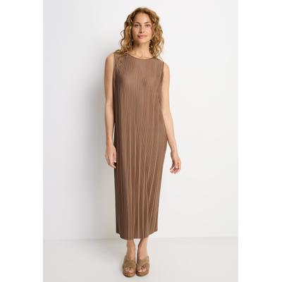 Plisseekleid LASCANA "in Midilänge mit gerader Passform", Damen, Gr. 42, N-Gr, Jersey, braun, Jersey, Obermaterial: 88% Polyester, 12% Elasthan, unifarben, figurumspielend ca. Mitte Wade, Rundhals, Kleider, Partykleid in Midilänge, elegantes...