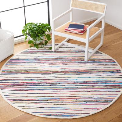 SAFAVIEH Handmade Rag Rug with Fringe Valborg Casual Stripe Cotton Rug with Fringe