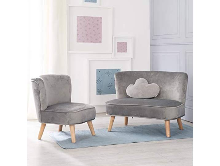 roba Kindersitzgruppe „Lil Sofa” enthält Kindersofa, Kindersessel & Dekokissen Wolke silbergrau