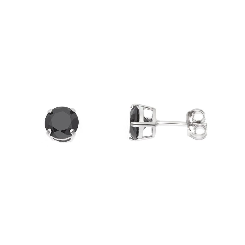 Ronde en zwarte zirkoniumoxide oor nagels diameter 6 mm zilver 925 - alle zwart 6