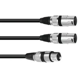 OMNITRONIC Adapterkabel XLR(F)/2xXLR(M) 1,5m sw