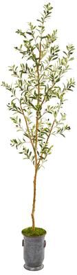 Nearly Natural 7.5' Olive Artificial Tree in Decorative Planter - Green