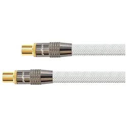 Python SAT-Antennenkabel, IEC/Koax-Stecker auf Buchse vergoldet, Abschirmung 120 db, 75 Ohm, Nylongeflecht (120 dB, SAT Kabel), Antennenkabel