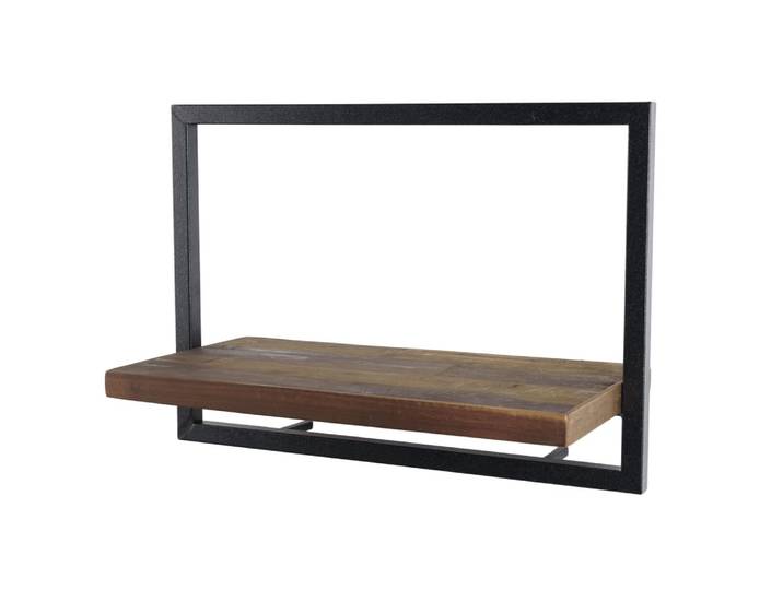 Etagère murale 1 plateau en teck recyclé et métal noir l50
