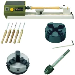 PROXXON DB 250 Drechselbank Bundle mit Spannfuttern, Drechselmeißeln & Bohrfutter