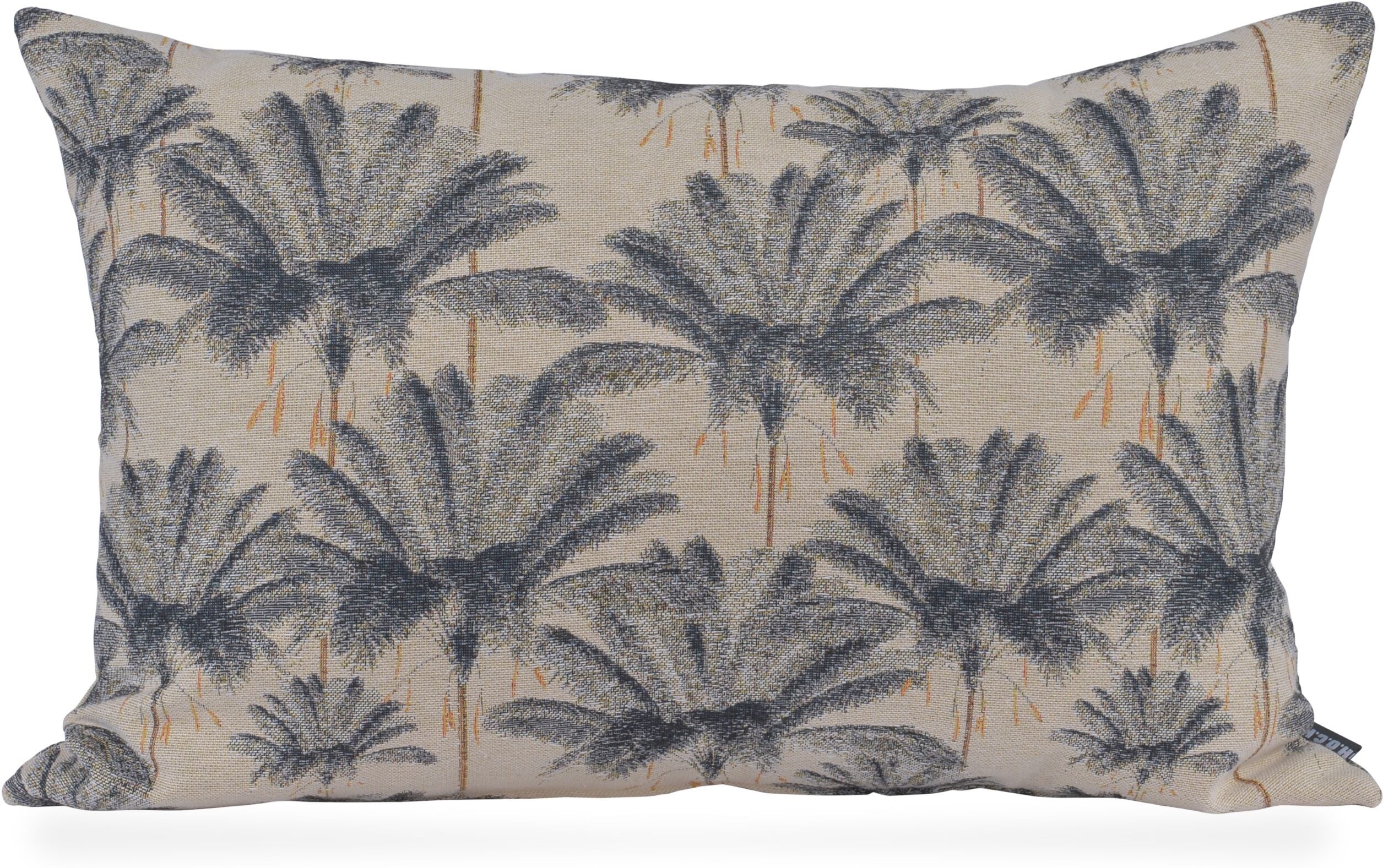 Dekokissen H.O.C.K. "Palm Tree", grau (anthrazit, grau, gemustert), B:60cm H:10cm L:40cm, Obermaterial: 52% Baumwolle, 48% Polyester. Füllung: 100% Polyester, Dekokissen_Sitzkissen_Kissenhüllen, Dekokissen, Sofakissen inkl. Füllung, 50x30cm, Dekokissen Pa