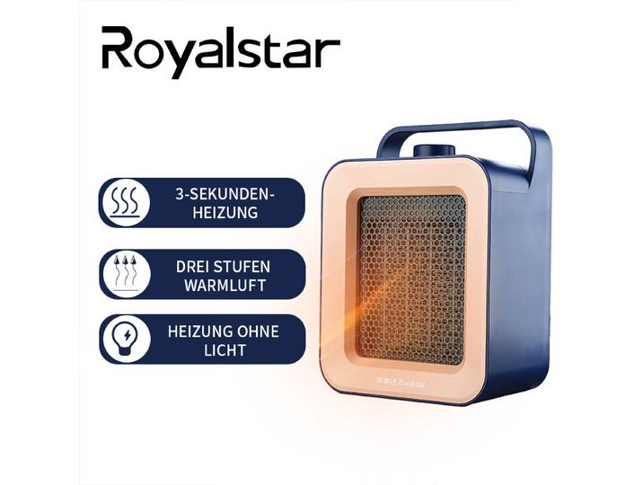 Royalstar ventilatorkachel, elektrische kachel, snel verwarmen in 3 seconden, 1500 W vermogen, meervoudige veiligheidsbescherming, S790W